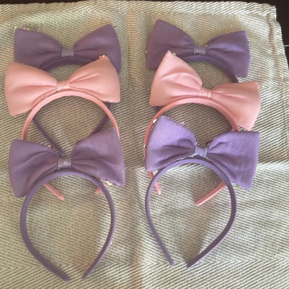 New pink and purple sequin headbands set of six new in bag